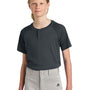 Sport-Tek Youth Moisture Wicking Competitor 2-Button Short Sleeve Henley - Iron Grey