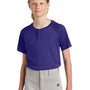Sport-Tek Youth Moisture Wicking Competitor 2-Button Short Sleeve Henley - Purple