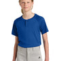Sport-Tek Youth Moisture Wicking Competitor 2-Button Short Sleeve Henley - True Royal Blue