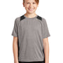 Sport-Tek Youth Contender Heather Moisture Wicking Short Sleeve Crewneck T-Shirt - Heather Vintage Grey/Black