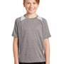 Sport-Tek Youth Contender Heather Moisture Wicking Short Sleeve Crewneck T-Shirt - Heather Vintage Grey/White - Closeout