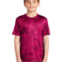 Sport-Tek Youth CamoHex Moisture Wicking Short Sleeve Crewneck T-Shirt - Raspberry Pink - Closeout