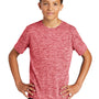 Sport-Tek Youth Electric Heather Moisture Wicking Short Sleeve Crewneck T-Shirt - Deep Red Electric - Closeout