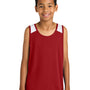 Sport-Tek Youth Club Track Tank Top - Deep Red/White - NEW