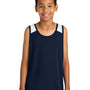 Sport-Tek Youth Club Track Tank Top - True Navy Blue/White - NEW