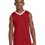 Sport-Tek Youth Rival Basketball Moisture Wicking Reversible Jersey Tank Top - Deep Red/White