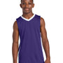 Sport-Tek Youth Rival Basketball Moisture Wicking Reversible Jersey Tank Top - Purple/White