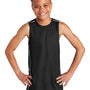Sport-Tek Youth Moisture Wicking Mesh Reversible Tank Top - Black - Closeout
