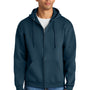 Jerzees Mens Rugged Full Zip Hooded Sweatshirt Hoodie w/ Pockets - Washed Navy Bue - COMING SOON