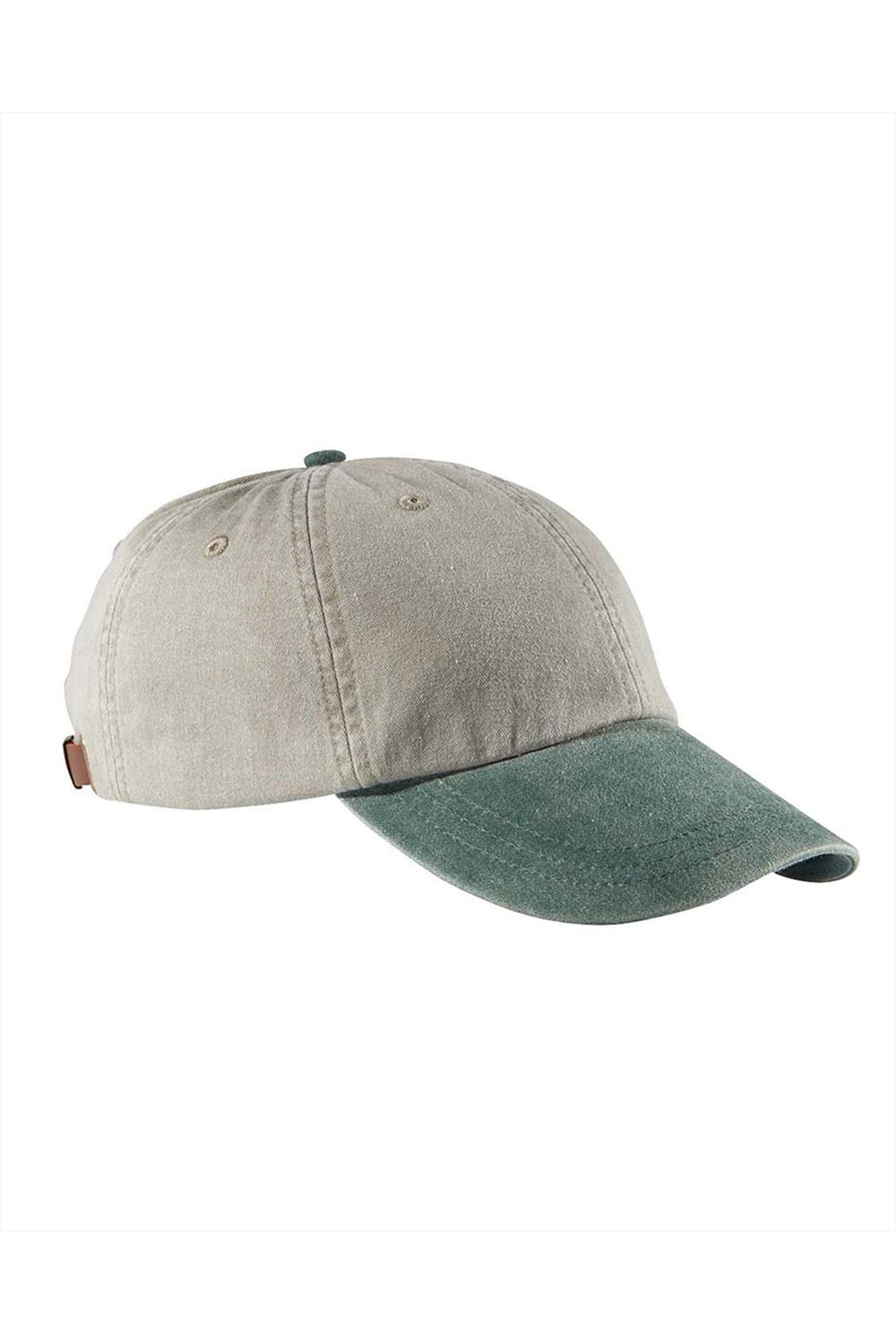 Adams AD969 Mens Adjustable Hat Stone/Forest Green Flat Front