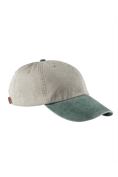 Adams AD969 Mens Adjustable Hat Stone/Forest Green Flat Front