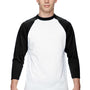 Augusta Sportswear Mens Raglan 3/4 Sleeve Crewneck T-Shirt - White/Black
