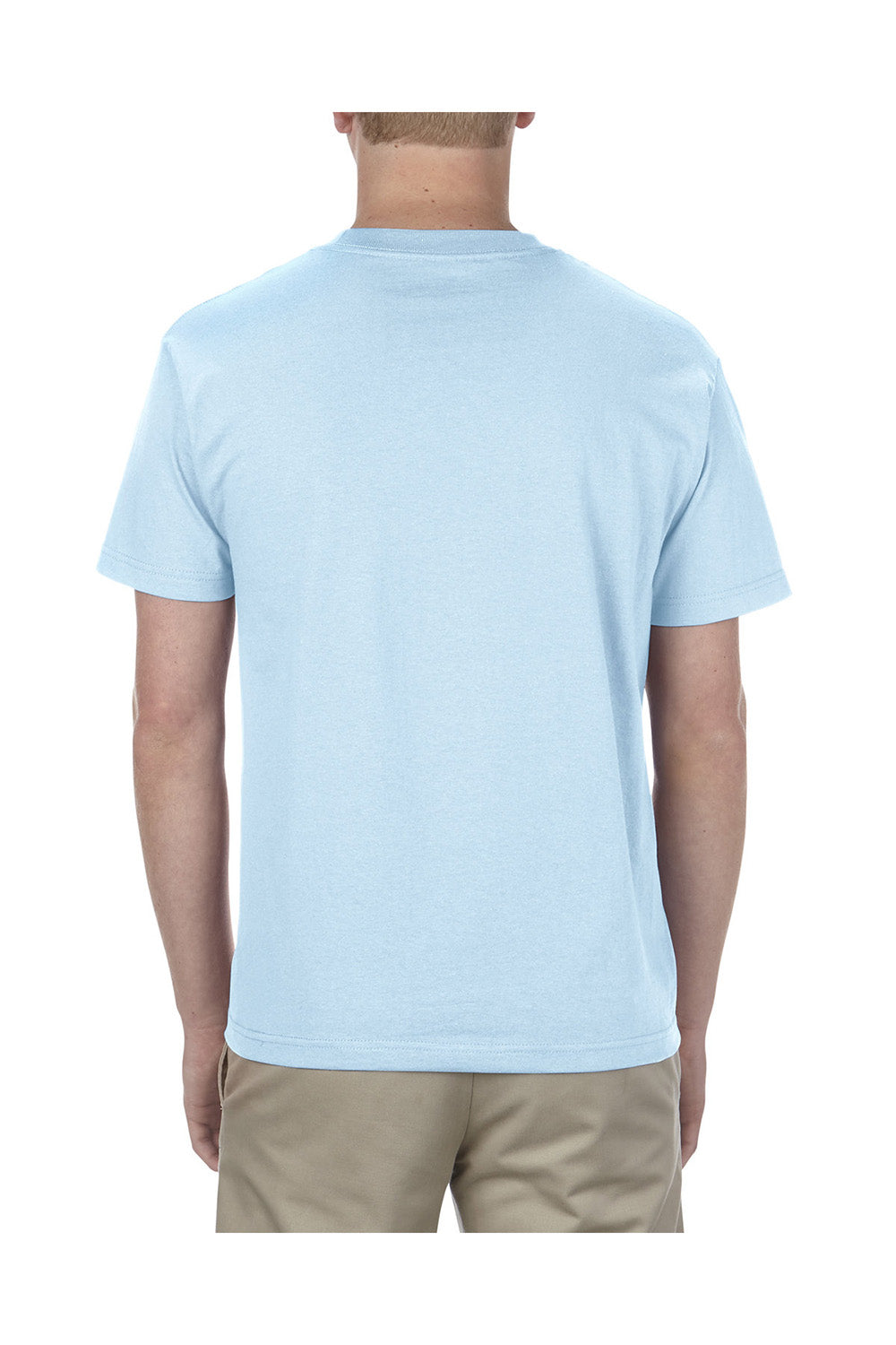 American Apparel 1301/AL1301 Mens Short Sleeve Crewneck T-Shirt Powder Blue Model Back