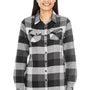 Burnside Womens Boyfriend Flannel Long Sleeve Button Down Shirt w/ Double Pockets - Black