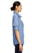 Burnside 5255 Womens Long Sleeve Button Down Shirt w/ Double Pockets Light Denim Model Side