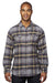 Burnside 8219 Mens Plaid Flannel Long Sleeve Snap Down Shirt w/ Double Pockets Light Grey Model Front