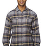 Burnside Mens Plaid Flannel Long Sleeve Snap Down Shirt w/ Double Pockets - Light Grey - NEW