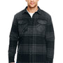Burnside Mens Quilted Flannel Button Down Shirt Jacket - Black Plaid - NEW