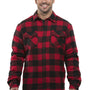 Burnside Mens Quilted Flannel Button Down Shirt Jacket - Red/Black Buffalo - NEW