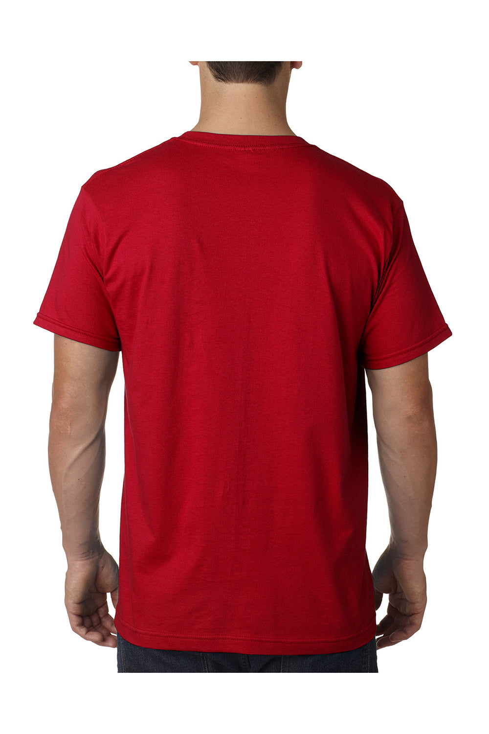 Bayside 5000 Mens USA Made Short Sleeve Crewneck T-Shirt Red Model Back