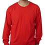 Bayside Mens USA Made Long Sleeve Crewneck T-Shirt - Red