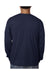 Bayside BA5060 Mens USA Made Long Sleeve Crewneck T-Shirt Light Navy Blue Model Back