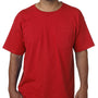 Bayside Mens USA Made Short Sleeve Crewneck T-Shirt w/ Pocket - Red
