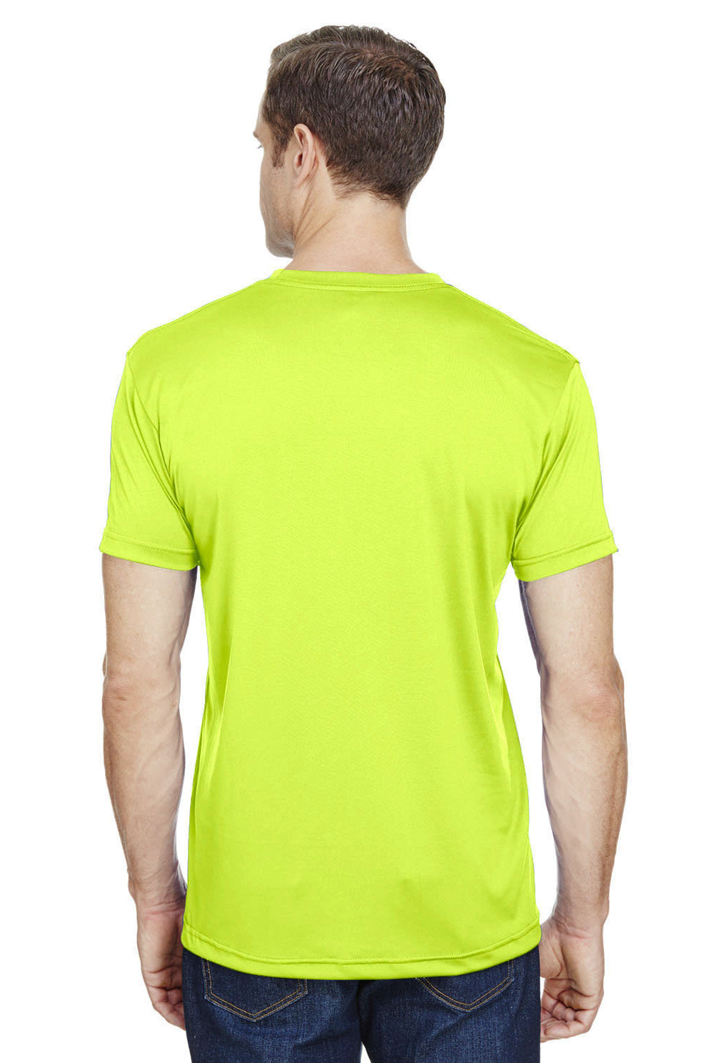 Bayside 5300 Mens USA Made Performance Short Sleeve Crewneck T-Shirt Lime Green Model Back