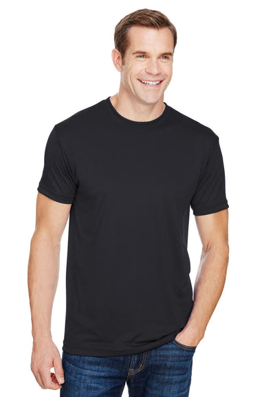 Bayside 5300 Mens USA Made Performance Short Sleeve Crewneck T-Shirt Black Model Front