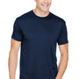 Bayside Mens USA Made Performance Short Sleeve Crewneck T-Shirt - Navy Blue