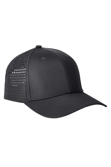 Big Accessories BA537 Mens Performance Adjustable Hat Black Flat Front