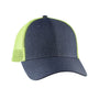 Big Accessories Hats Mens Adjustable Trucker Hat - Navy Blue/Neon Yellow