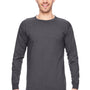 Bayside Mens USA Made Long Sleeve Crewneck T-Shirt - Charcoal Grey