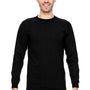 Bayside Mens USA Made Long Sleeve Crewneck T-Shirt - Black