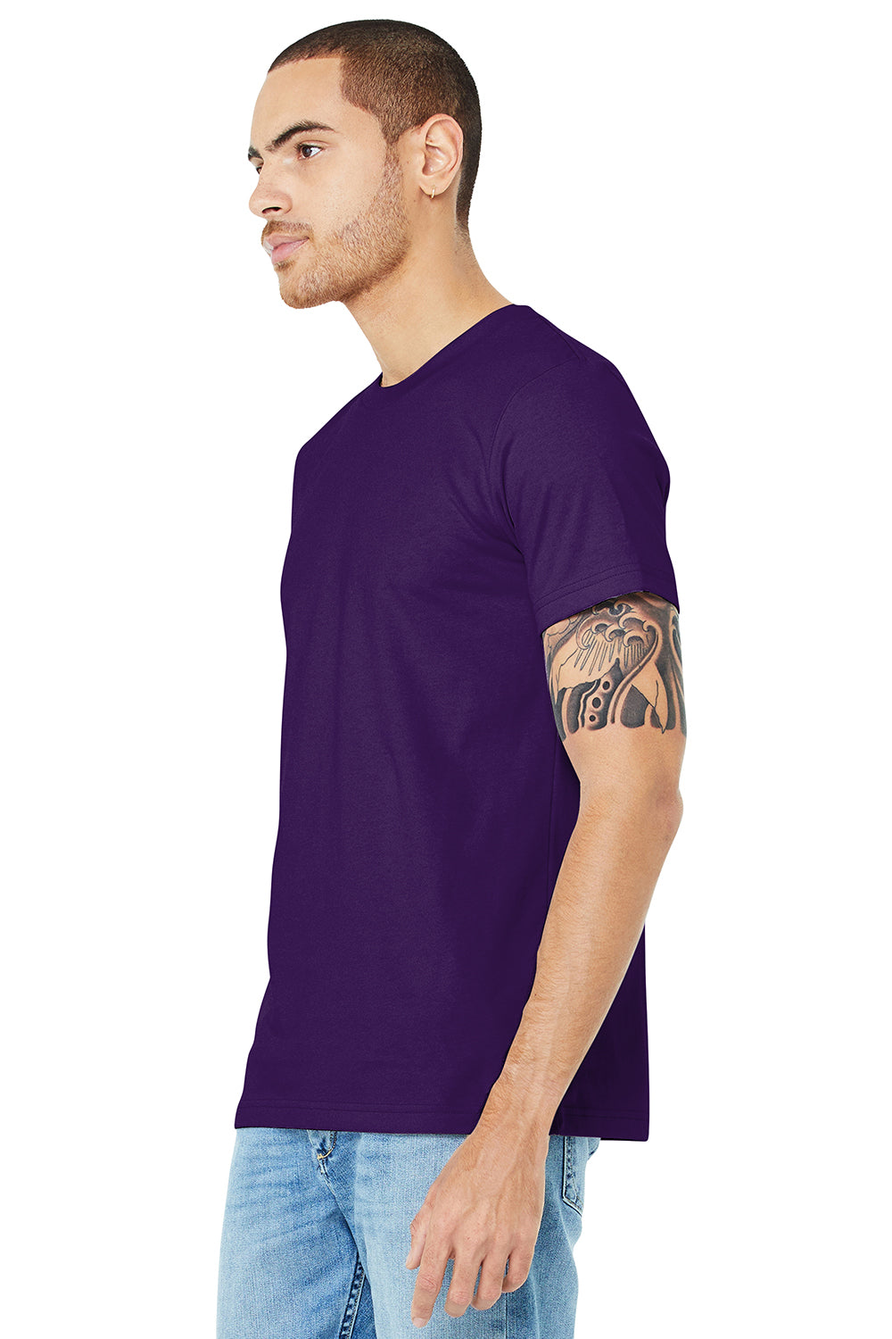 Bella + Canvas BC3001/3001C Mens Jersey Short Sleeve Crewneck T-Shirt Team Purple Model 3Q
