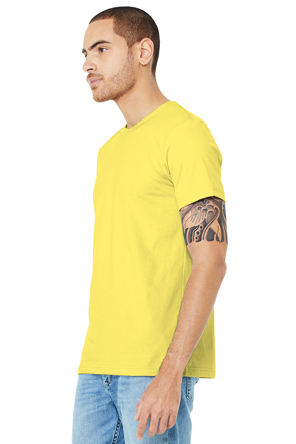 Bella + Canvas BC3001/3001C Mens Jersey Short Sleeve Crewneck T-Shirt Yellow Model 3Q