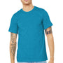 Bella + Canvas Mens Heather CVC Short Sleeve Crewneck T-Shirt - Heather Aqua Blue