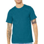 Bella + Canvas Mens Heather CVC Short Sleeve Crewneck T-Shirt - Heather Deep Teal Blue