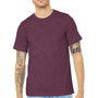 Bella + Canvas Mens Heather CVC Short Sleeve Crewneck T-Shirt - Heather Maroon