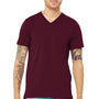 Bella + Canvas Mens Jersey Short Sleeve V-Neck T-Shirt - Maroon