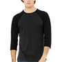 Bella + Canvas Mens 3/4 Sleeve Crewneck T-Shirt - Heather Black/Black