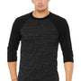 Bella + Canvas Mens 3/4 Sleeve Crewneck T-Shirt - Black Marble/Black