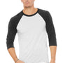 Bella + Canvas Mens 3/4 Sleeve Crewneck T-Shirt - White Fleck/Charcoal Grey