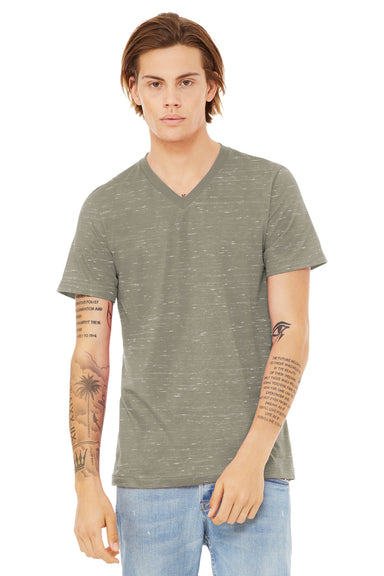 Bella + Canvas BC3655/3655C Mens Textured Jersey Short Sleeve V-Neck T-Shirt Stone Marble Model Front