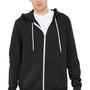 Bella + Canvas Mens Fleece Full Zip Hooded Sweatshirt Hoodie w/ Pockets - Black
