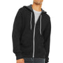 Bella + Canvas Mens Fleece Full Zip Hooded Sweatshirt Hoodie w/ Pockets - Heather Black