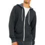 Bella + Canvas Mens Fleece Full Zip Hooded Sweatshirt Hoodie w/ Pockets - Heather Dark Grey