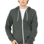 Bella + Canvas Mens Fleece Full Zip Hooded Sweatshirt Hoodie w/ Pockets - Heather Deep Grey