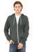 Bella + Canvas BC3739/3739 Mens Fleece Full Zip Hooded Sweatshirt Hoodie Heather Deep Grey Model Front