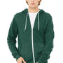 Bella + Canvas Mens Fleece Full Zip Hooded Sweatshirt Hoodie w/ Pockets - Heather Forest Green
